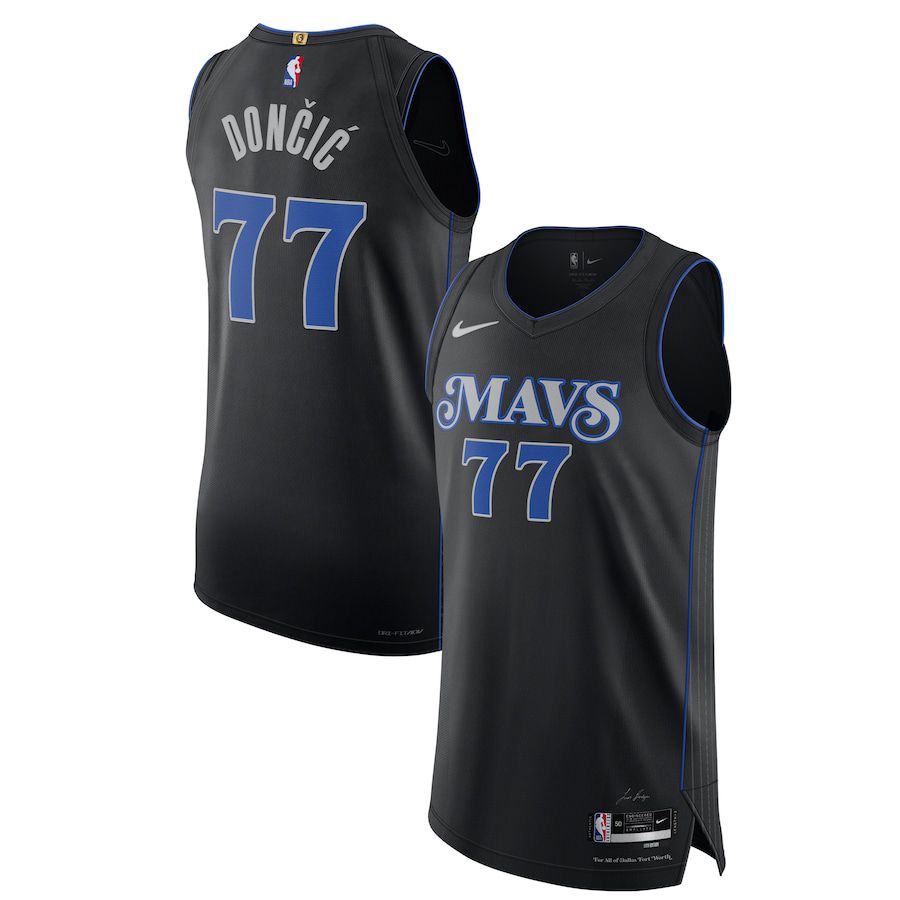 Men Dallas Mavericks 77 Luka Doncic Nike Black City Edition 2023-24 Authentic NBA Jersey